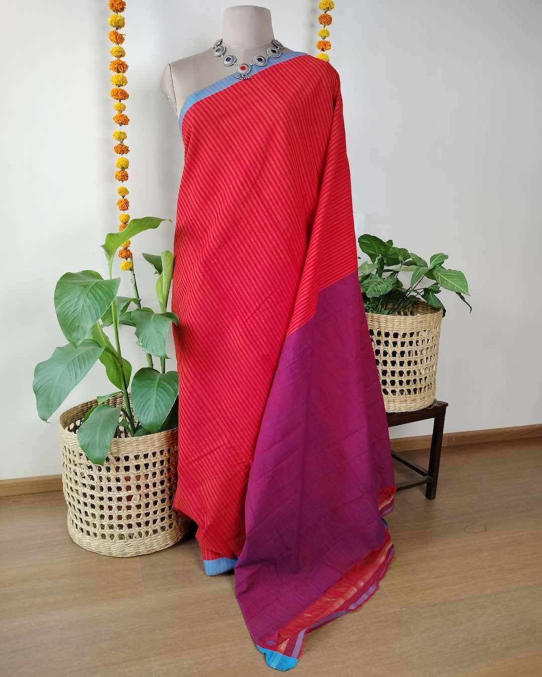 Brown - Kandangi Chettinad Cotton 2pc Unstitched Dress Material 01