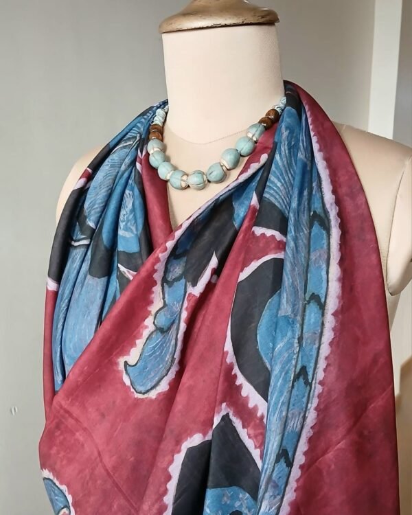 Handpainted Designer Silk Sarong in Natural Dyes - (SARO0003) - Image 2