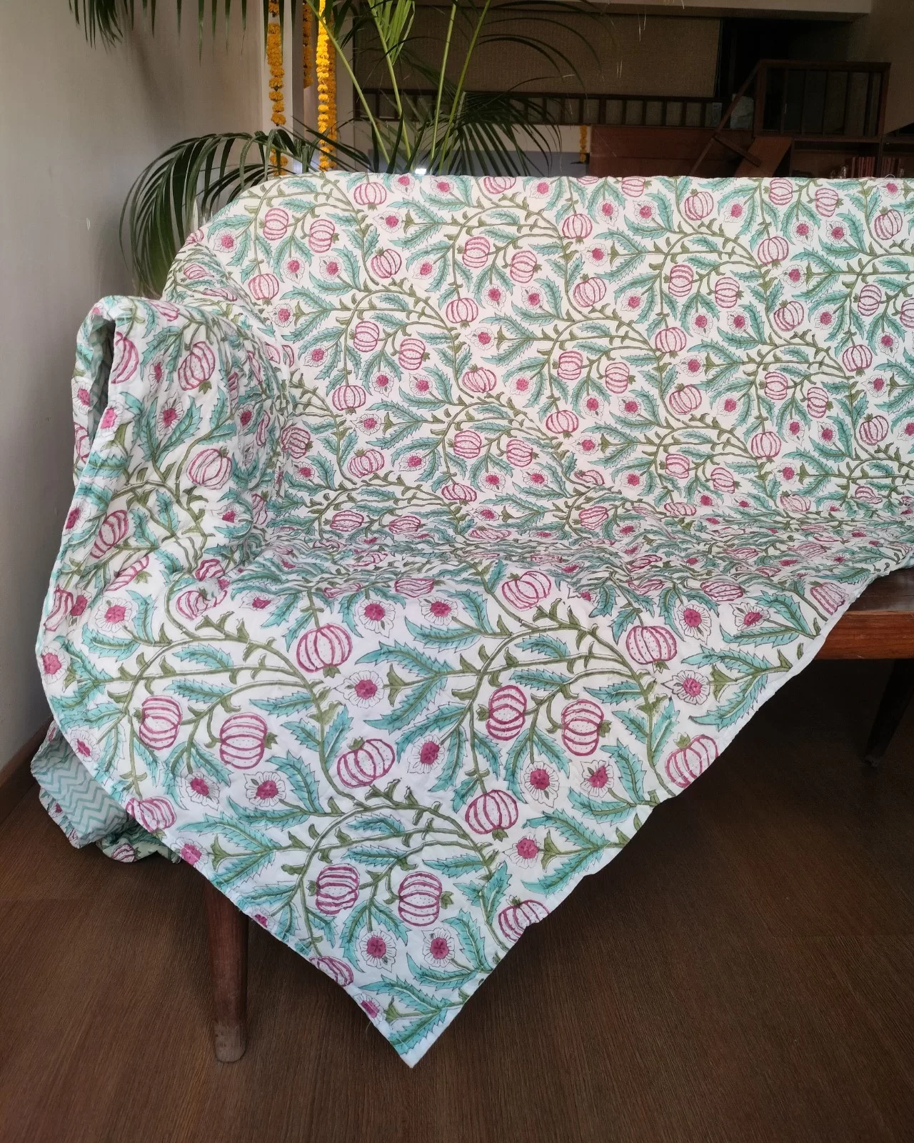 Handblock Print Reversible Single Razai - Image 2