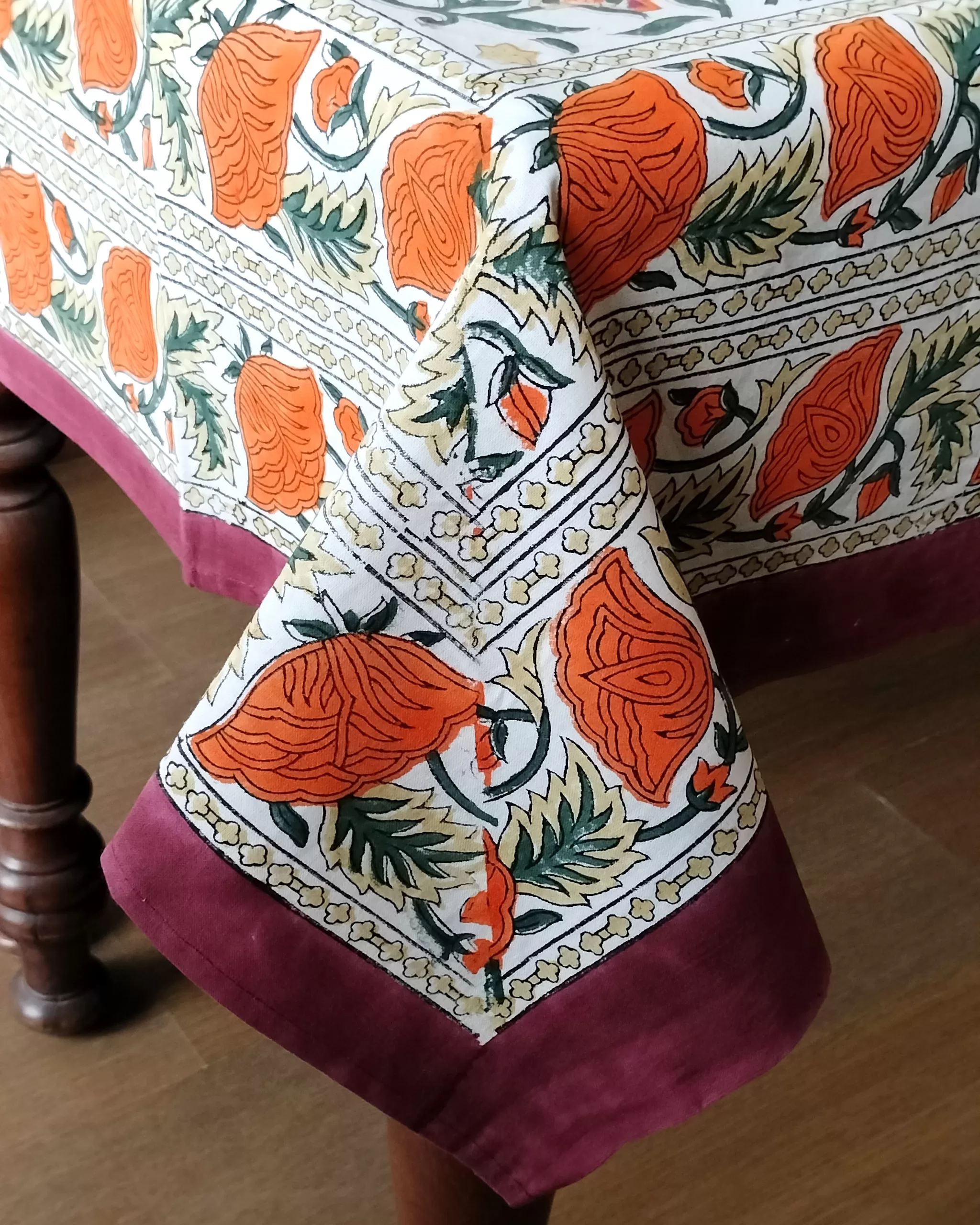 Handblock Table Cloth from Bagru in Rajasthan - Image 2