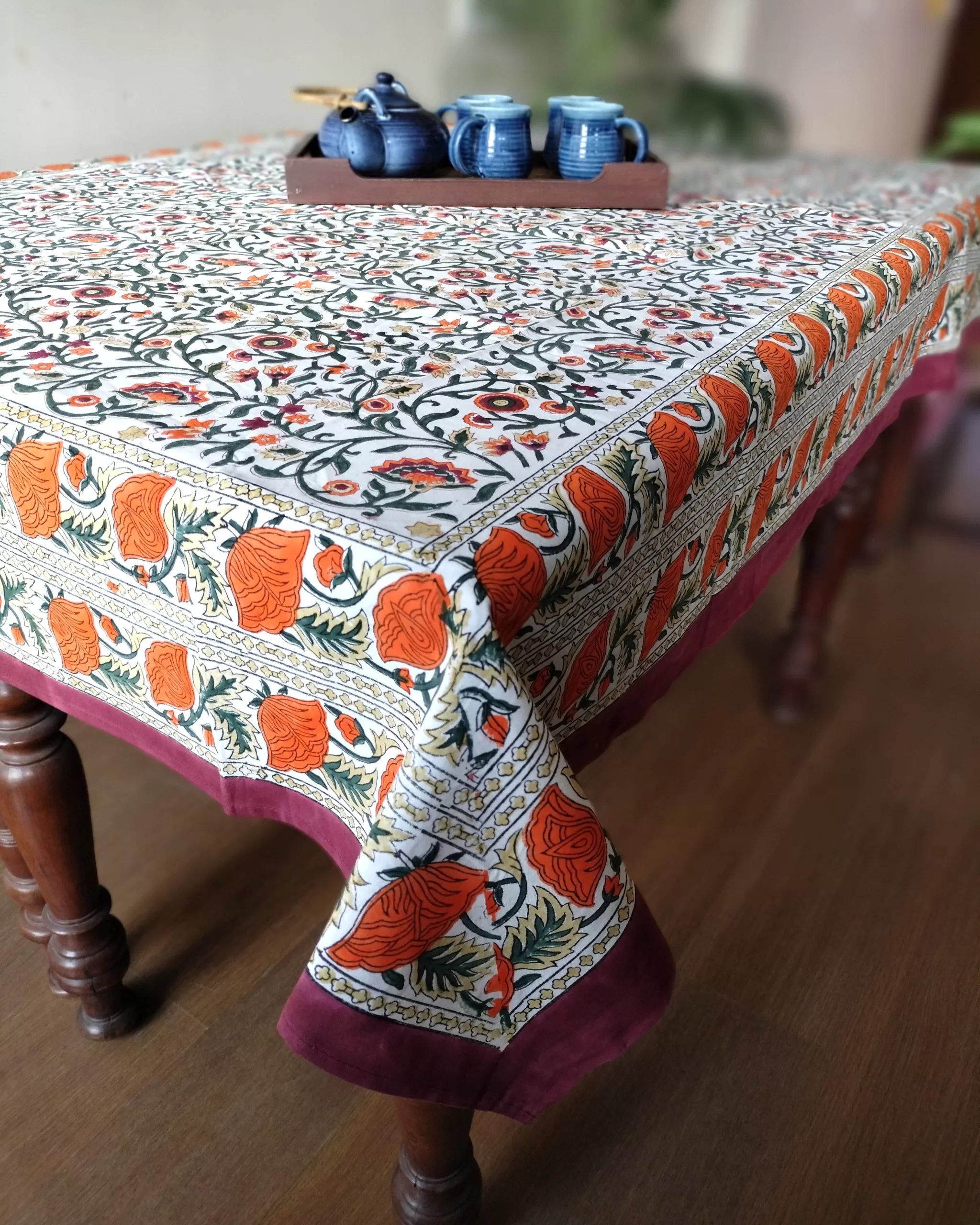 Handblock Table Cloth from Bagru in Rajasthan