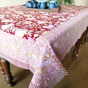 Handblock Table Cloth from Bagru in Rajasthan