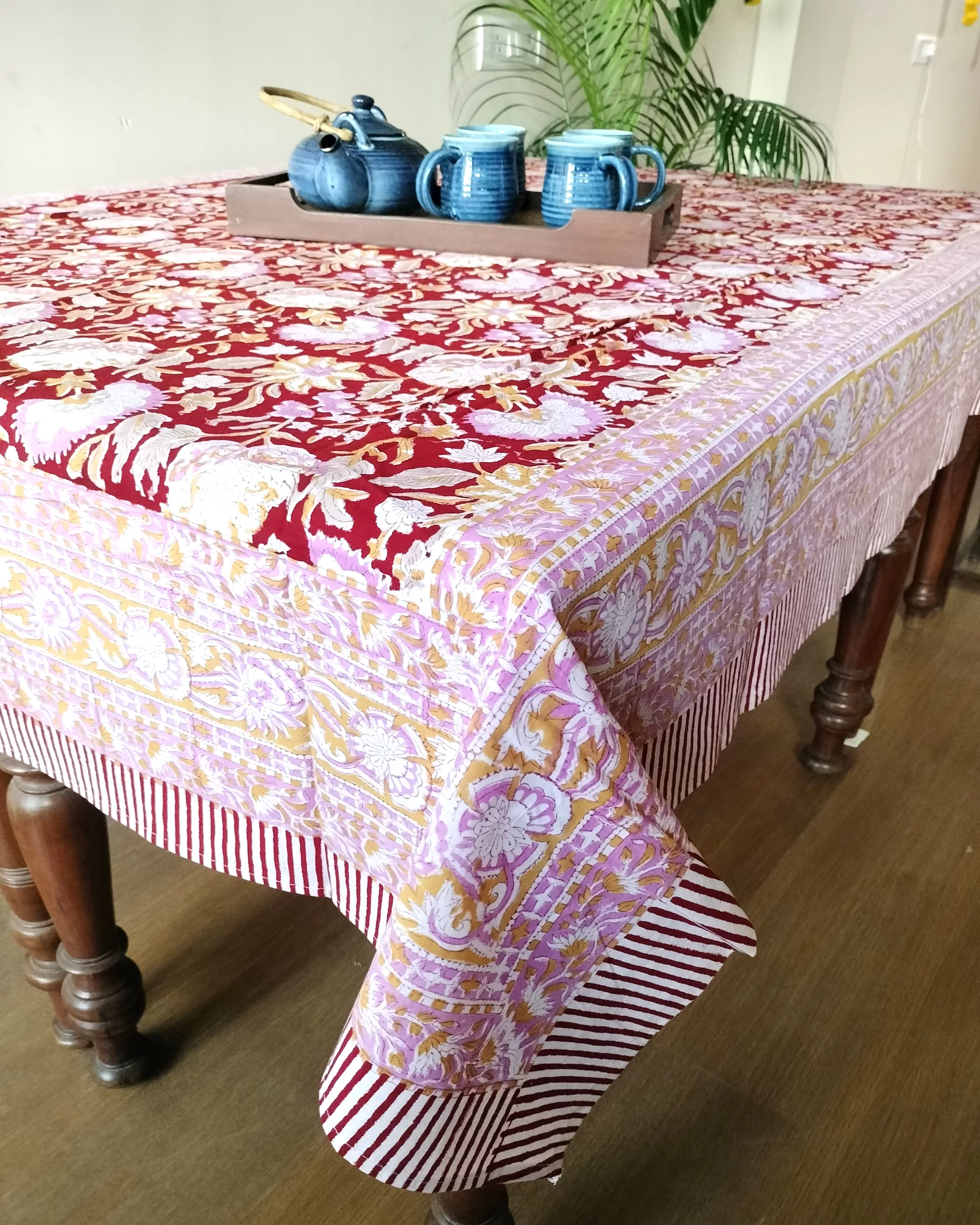 Handblock Table Cloth from Bagru in Rajasthan