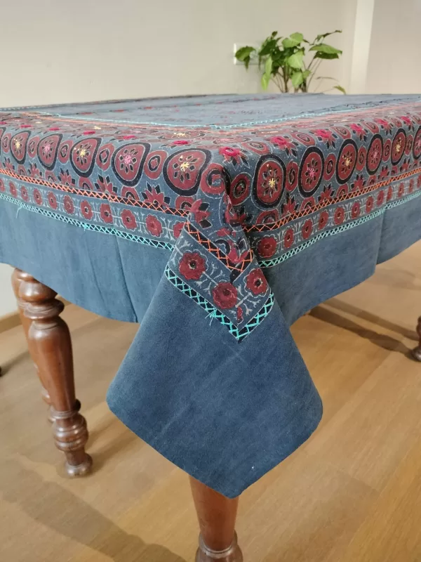 Ajrakh Embroidered Table cloth in Natural Dyes (60x90) - Image 2