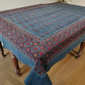 Ajrakh Embroidered Table cloth in Natural Dyes (60x90)