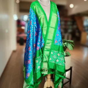 Vibrant Silk Dupatta in Ikat from Pochampally
