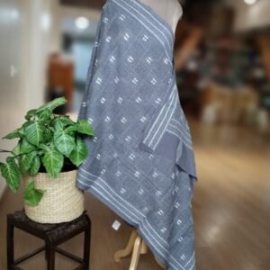 Pure Cotton Kantha Dupatta - Grey