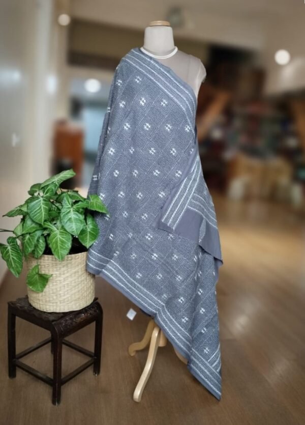 Pure Cotton Kantha Dupatta - Grey