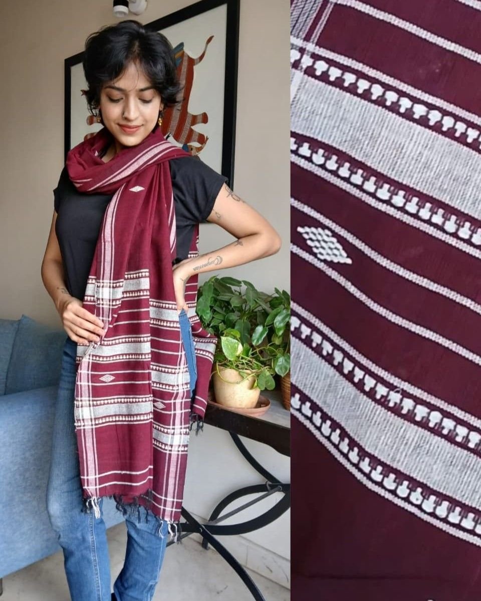 Kotpad handweave Cotton Dupatta from Odisha- (CTKD1001)