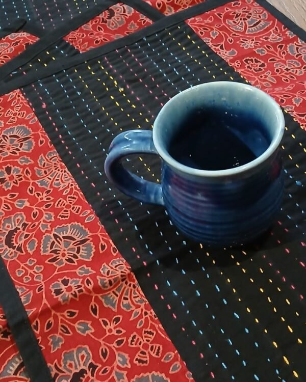 Ajrakh Table Runner and 4 Mats - (TMTR0006) - Image 3