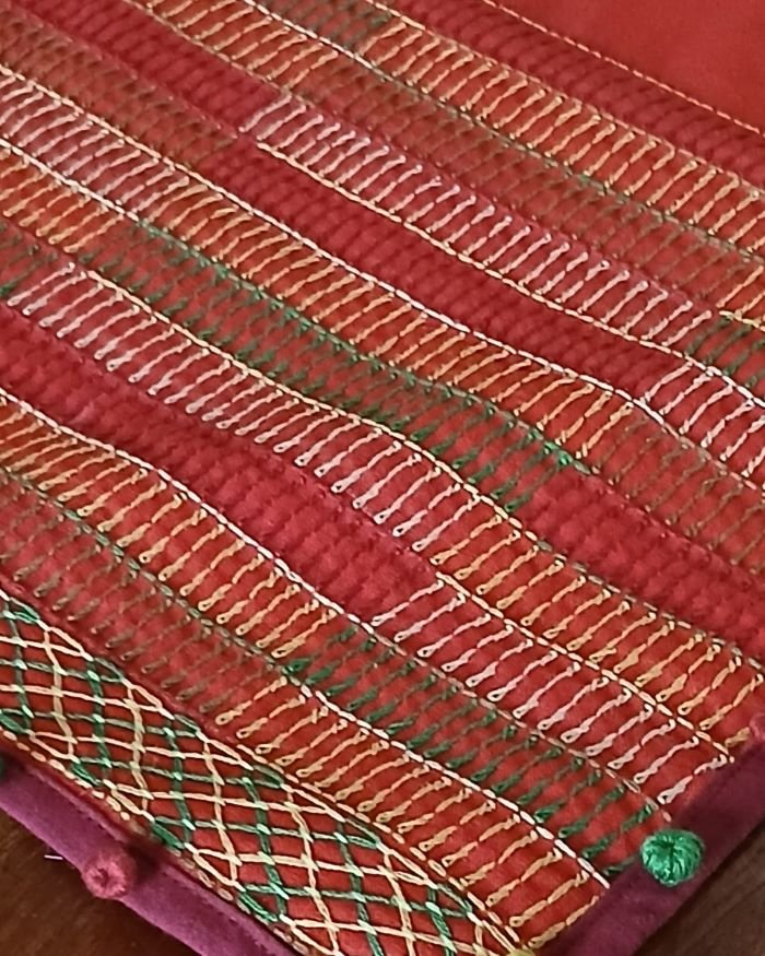 Festive Table Runner with mirrorwork - Red - Image 5