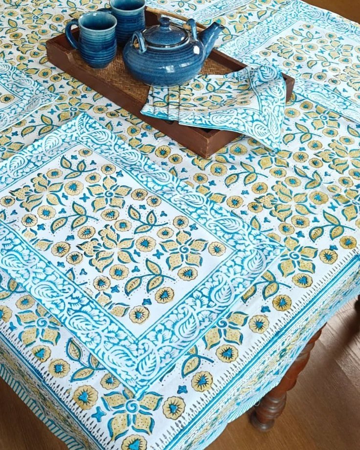 Dining Table Blue and Yellow