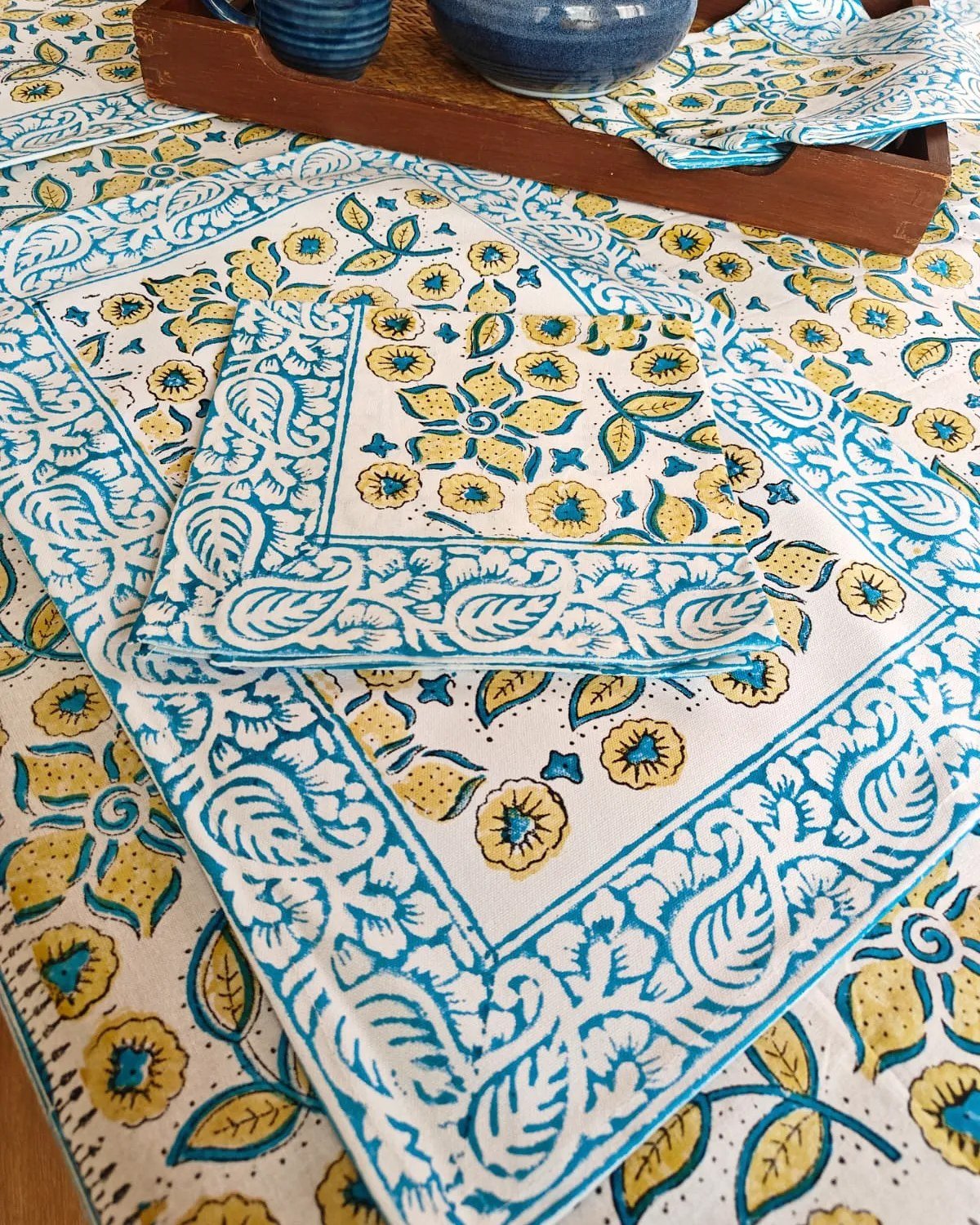 Dining Table Blue and Yellow