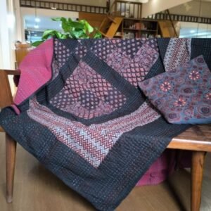 Patchwork Two-Layer Ajrakh Quilt (Godhri) Single - Black (GODH0017)