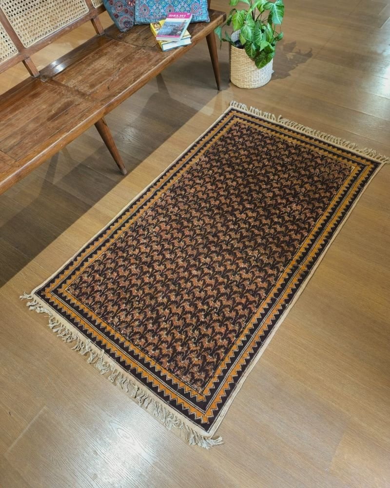 Kalamkari Dhurrie from Warangal (5 x 3 ft) - Image 2