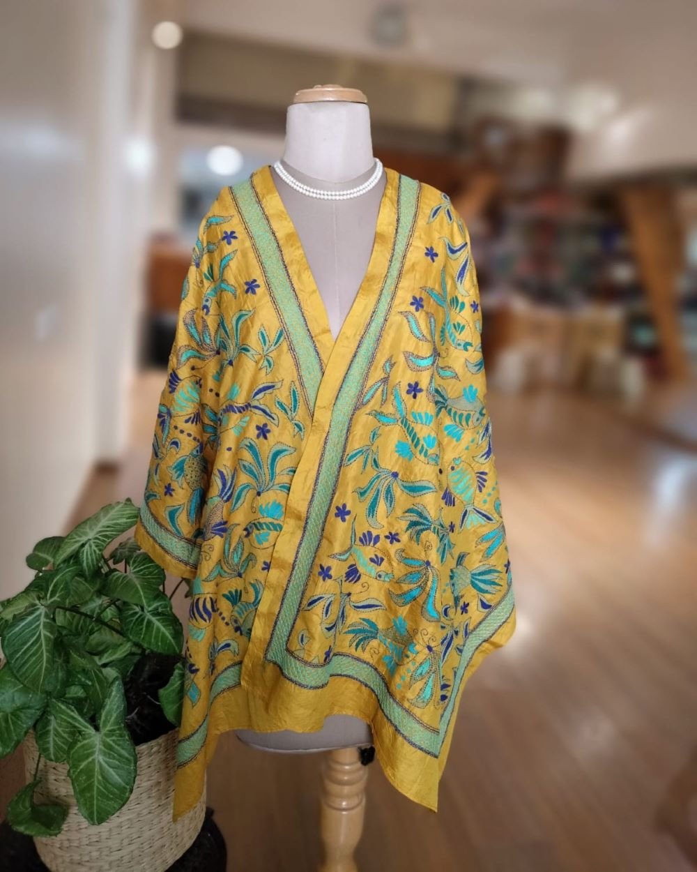 Kantha Hand Embroidered Art Silk Stole