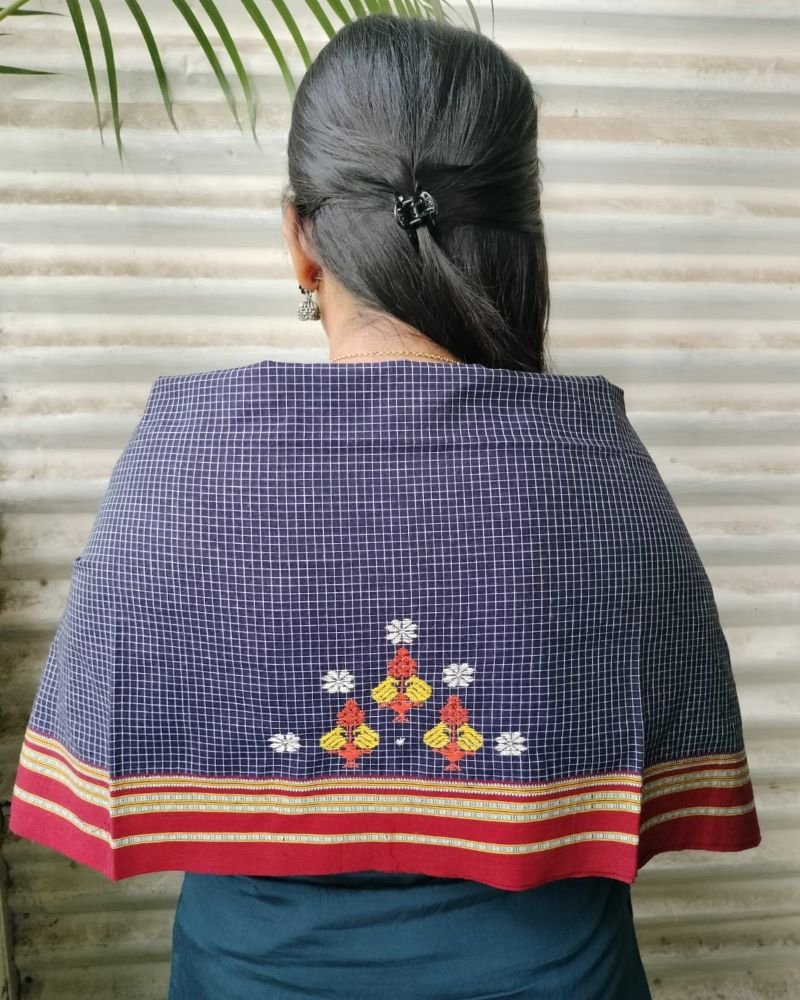 Kasuti Hand-Embroidery Blouse Piece - Blue