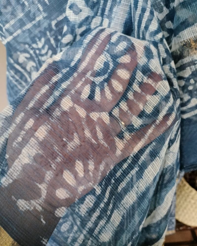 Kota Doria Cotton Saree- Indigo - Image 5