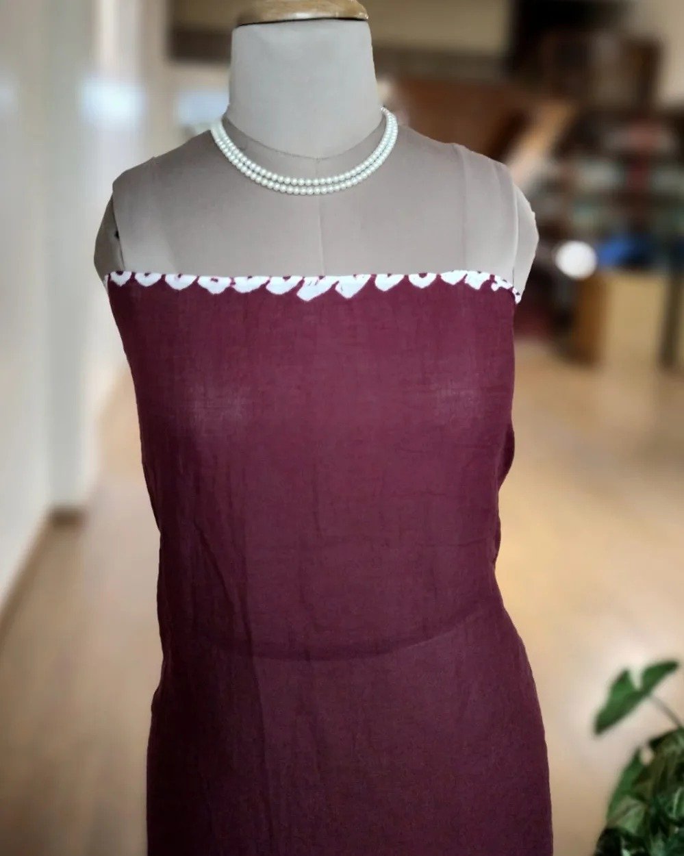 Maroon Shibori Mul Cotton Saree