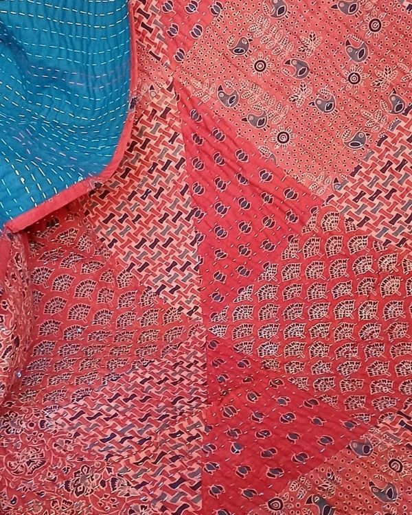 Patchwork Two-Layer Ajrakh Quilt (Godhri) - Red (APDG0004) - Image 2
