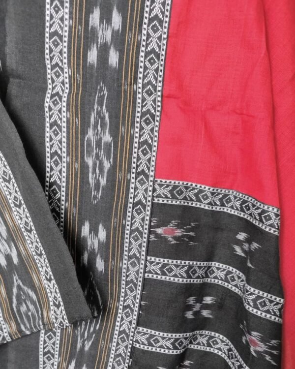 Cotton Salwar Set (3-piece) in Odisha Ikat - Black and Maroon - Image 7