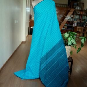 Kanchi kattam cotton handweave saree - Blue Checks