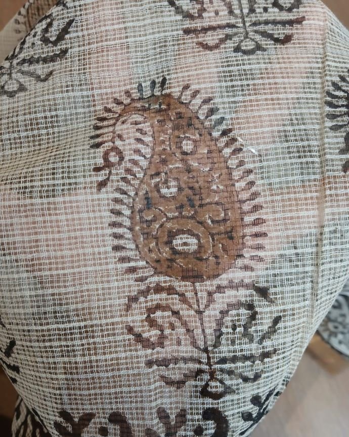 Kota Doria Cotton Saree - Cream with Brown - Image 3