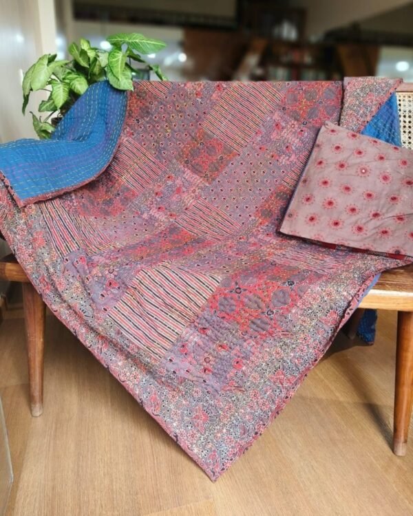 Patchwork Two-Layer Ajrakh Quilt (Godhri) Single - Brown (GODH0024)