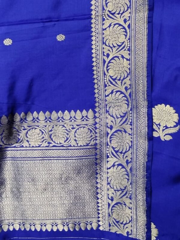 Banarasi 3-Piece Pure Katan Silk Salwar Set - Royal Blue - Image 6