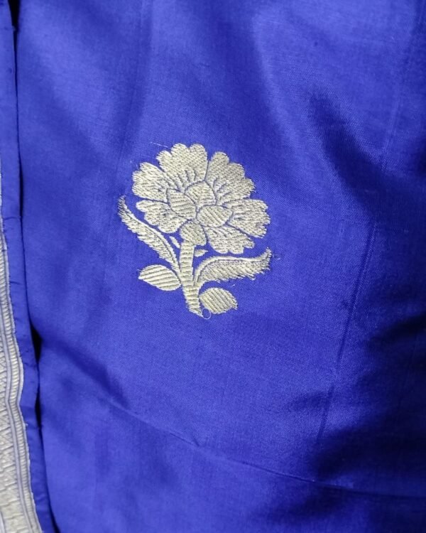 Banarasi 3-Piece Pure Katan Silk Salwar Set - Royal Blue - Image 5