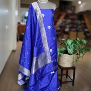 Banarasi 3-Piece Pure Katan Silk Salwar Set - Royal Blue