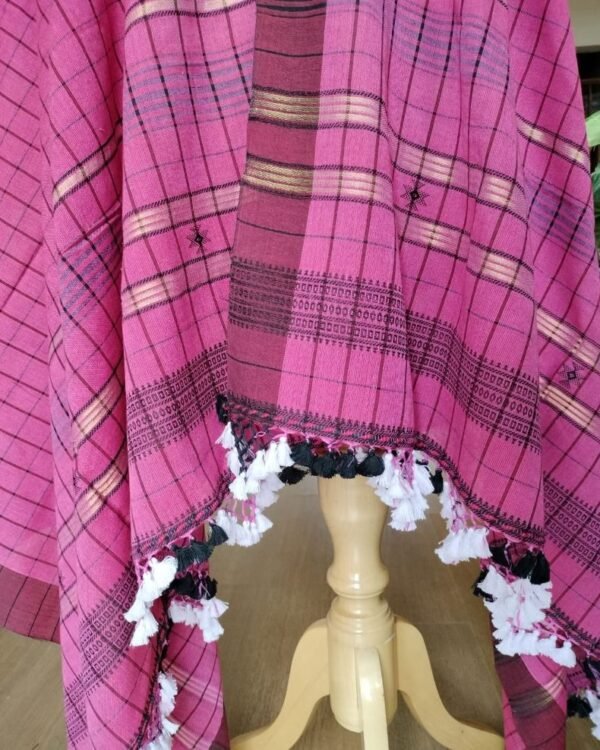 Bhujodi Cotton Dupatta - Pink - Image 5
