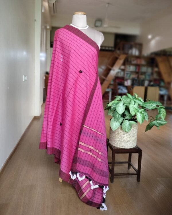 Bhujodi Cotton Dupatta - Pink - Image 2