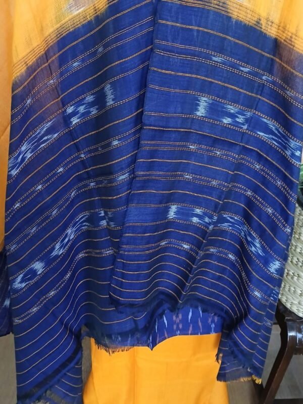 Cotton Salwar Set (3-piece) in Odisha Ikat - Blue and Yellow - Image 5