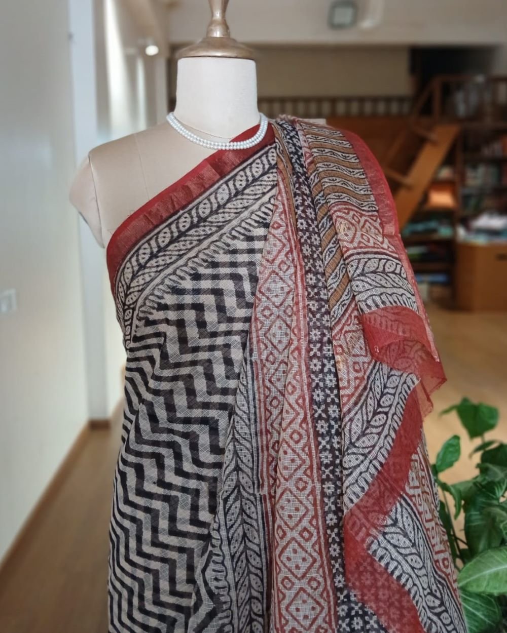 Grey - Tie-Dye Kota Doria Cotton Leheriya Saree 14