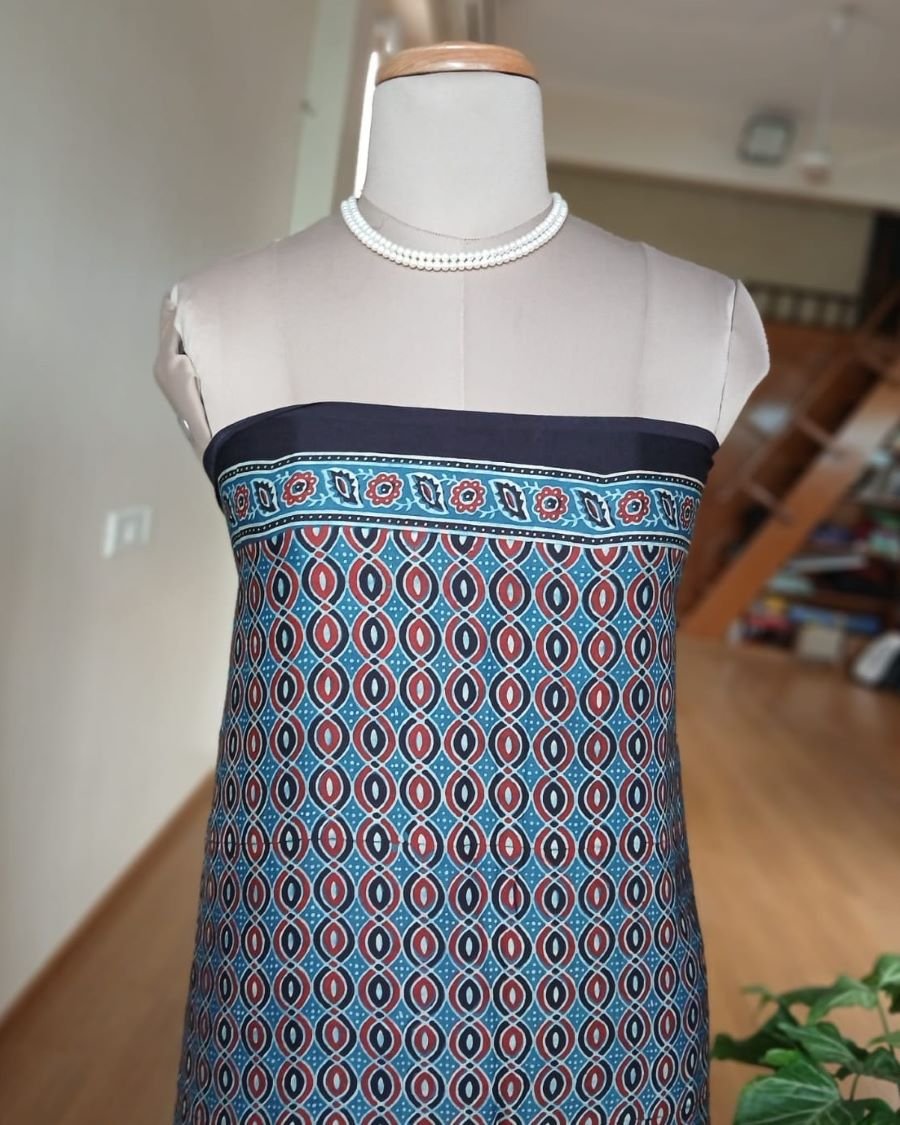 Ajrakh Modal Silk Saree from Ajrakhpur - (MODA0008) - Image 5