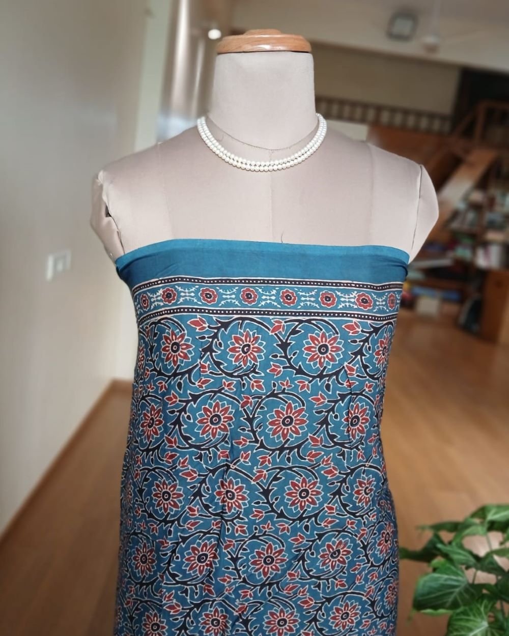 Ajrakh Modal Silk Saree from Ajrakhpur - (MODA0006) - Image 6