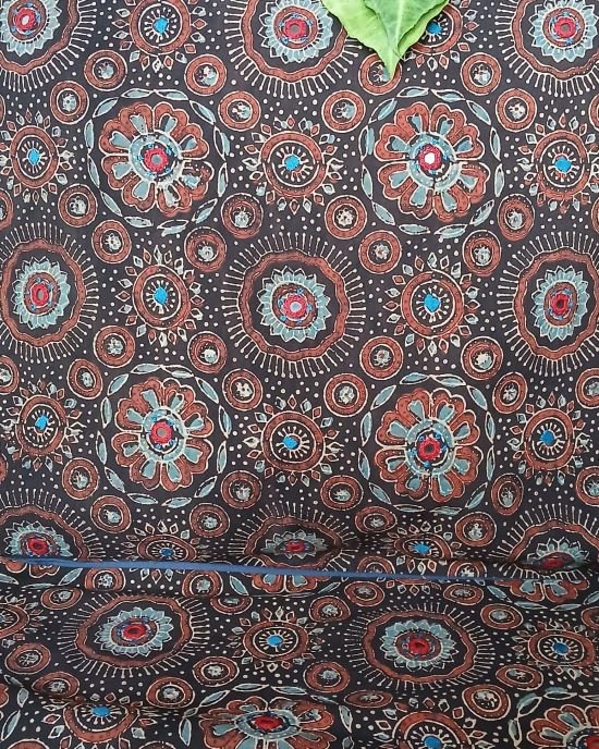 Ajrakh Cushion Covers in Natural Dyes with Hand Embroidery - (CUSH0010) - Image 2