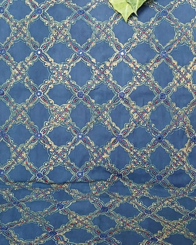 Ajrakh Cushion Covers in Natural Dyes with Hand Embroidery - (CUSH0013) - Image 2