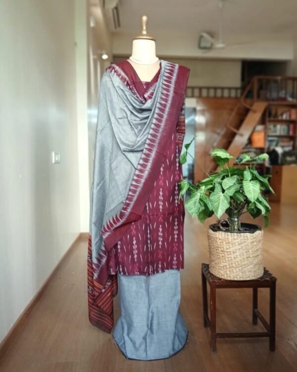 Cotton Salwar Set (3-piece) in Odisha Ikat -  (IOCS0011) - Image 4