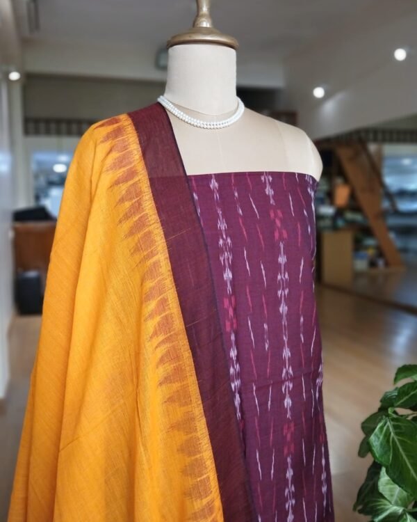 Cotton Salwar Set (3-piece) in Odisha Ikat - (IOCS0013) - Image 3