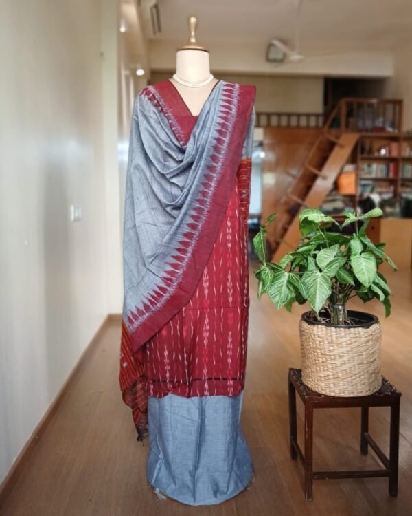 Cotton Salwar Set (3-piece) in Odisha Ikat - (IOCS0017) - Image 3