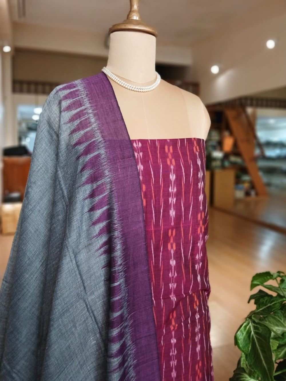 Cotton Salwar Set (3-piece) in Odisha Ikat - (IOCS0019) - Image 3