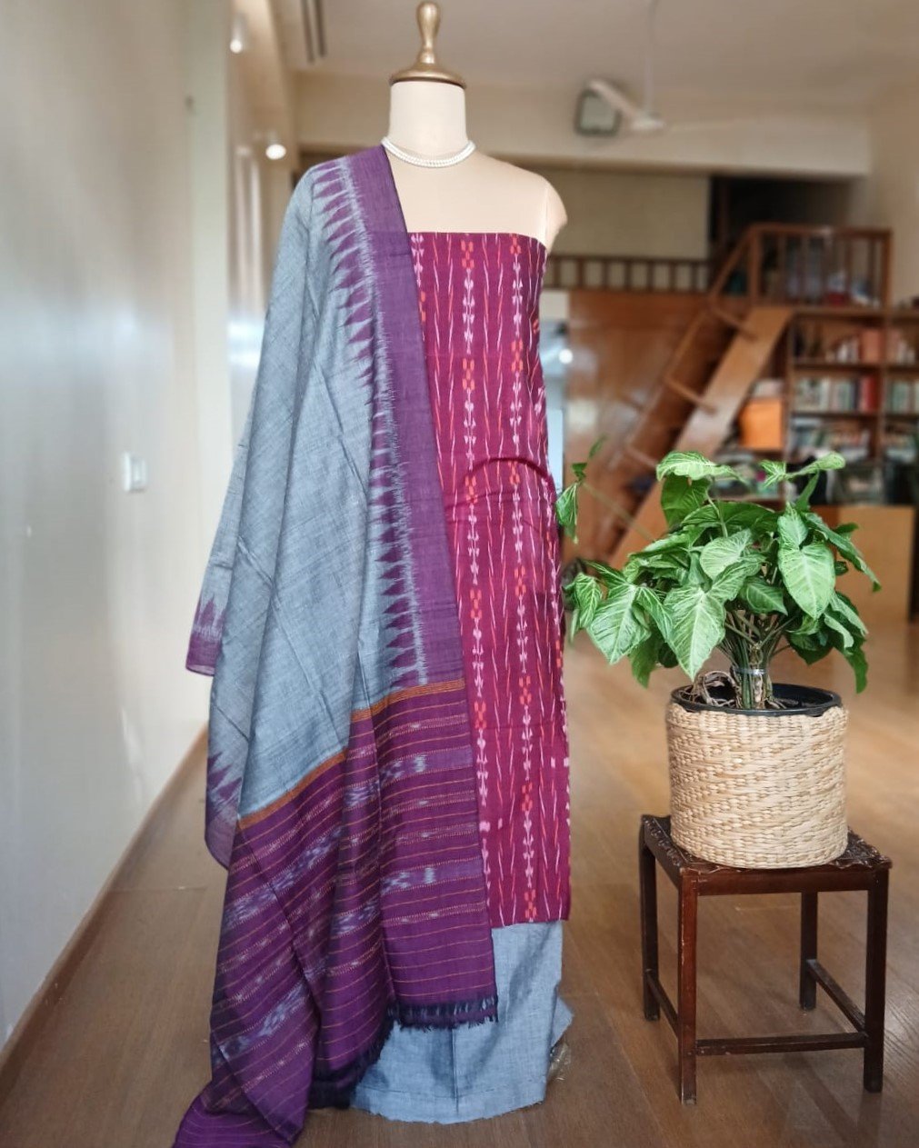 Cotton Salwar Set (3-piece) in Odisha Ikat - (IOCS0019)