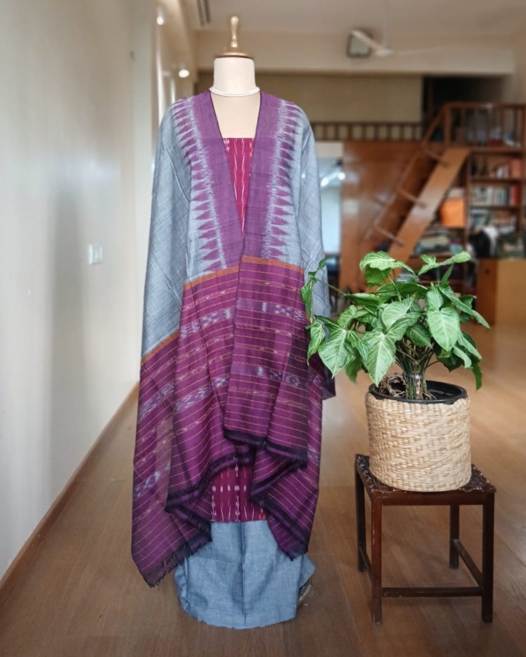 Cotton Salwar Set (3-piece) in Odisha Ikat - (IOCS0019) - Image 5