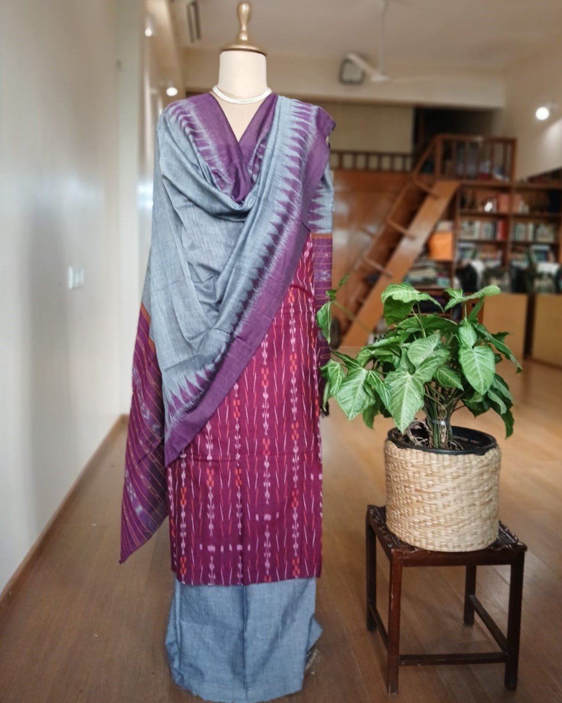Cotton Salwar Set (3-piece) in Odisha Ikat - (IOCS0019) - Image 4