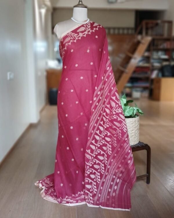 Handweave Jamdani Cotton Saree - (JCHS0016) - Image 3