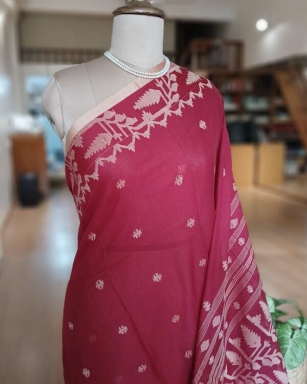 Handweave Jamdani Cotton Saree - (JCHS0016) - Image 4