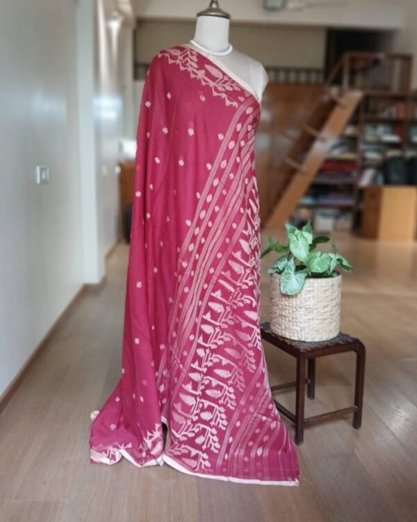 Handweave Jamdani Cotton Saree - (JCHS0016) - Image 5