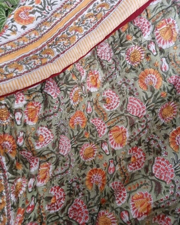 Handblock Print Reversible Double Razai – (HPRR0008) - Image 2